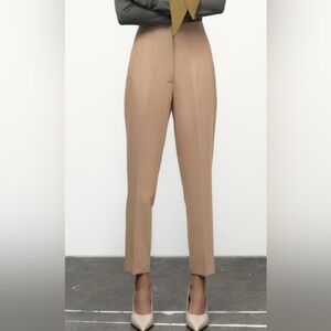 Zara pleated high waisted dress pants (taupe) size Large
